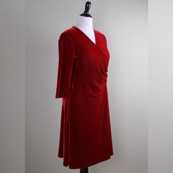 Soft Surroundings Velvet Hyannis Dress Red Dahlia NWT $130 XL and LP - Picture 8 of 11
